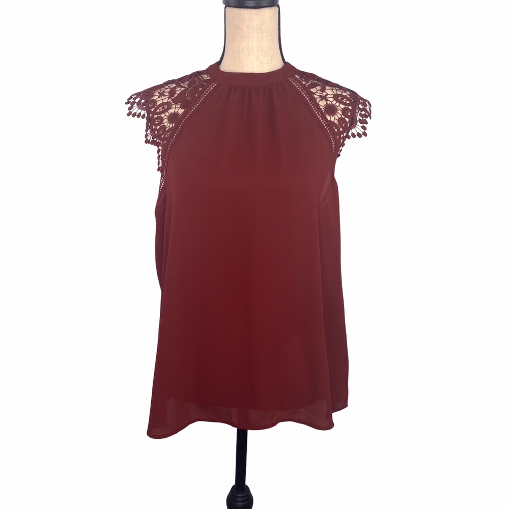 Express Sleeveless Open Back Lace Top